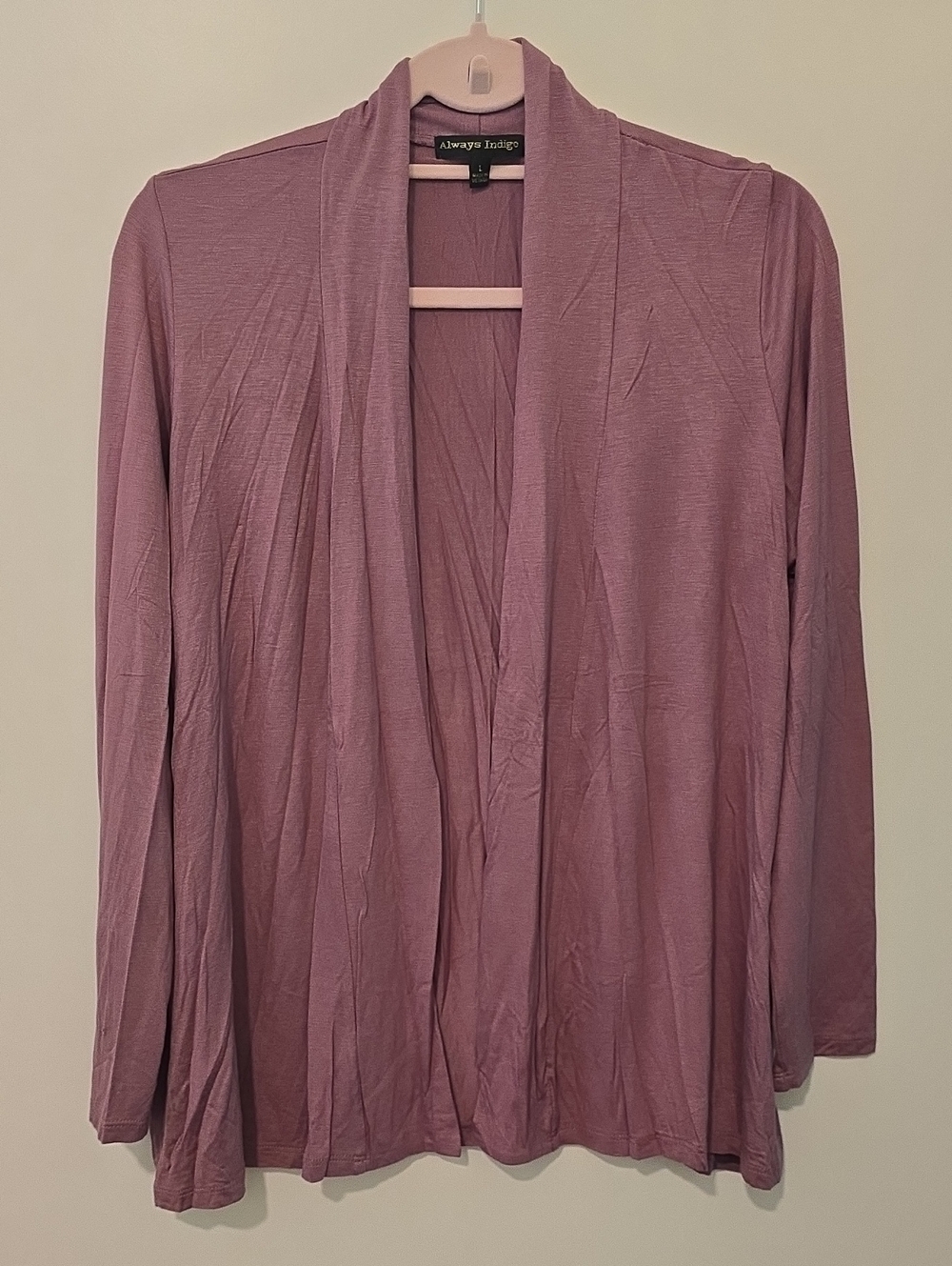 Always Indigo Open-Front Long Sleeve Cardigan - Dusty Rose